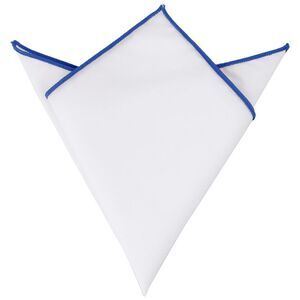 Cotton Handkerchiefs Color Contrast Trim White Pocket Squares Tuxedo Blue